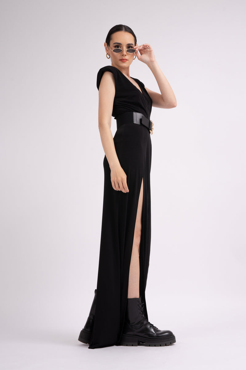 Black maxi dress with slits