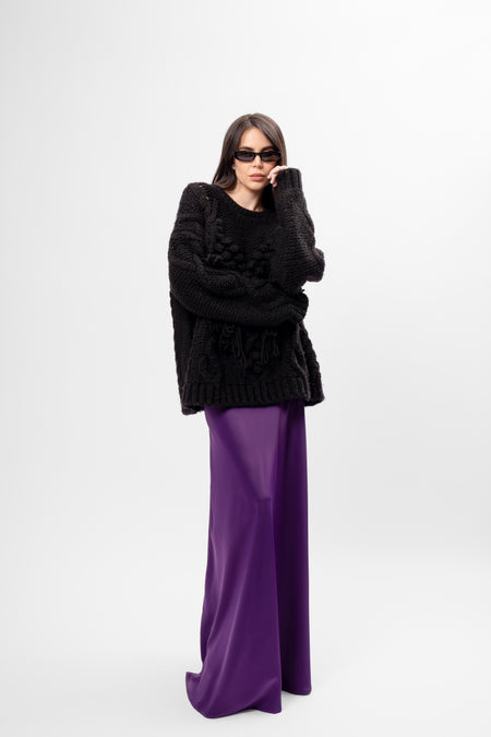 Fustă Maxi din Material Satinat Mov