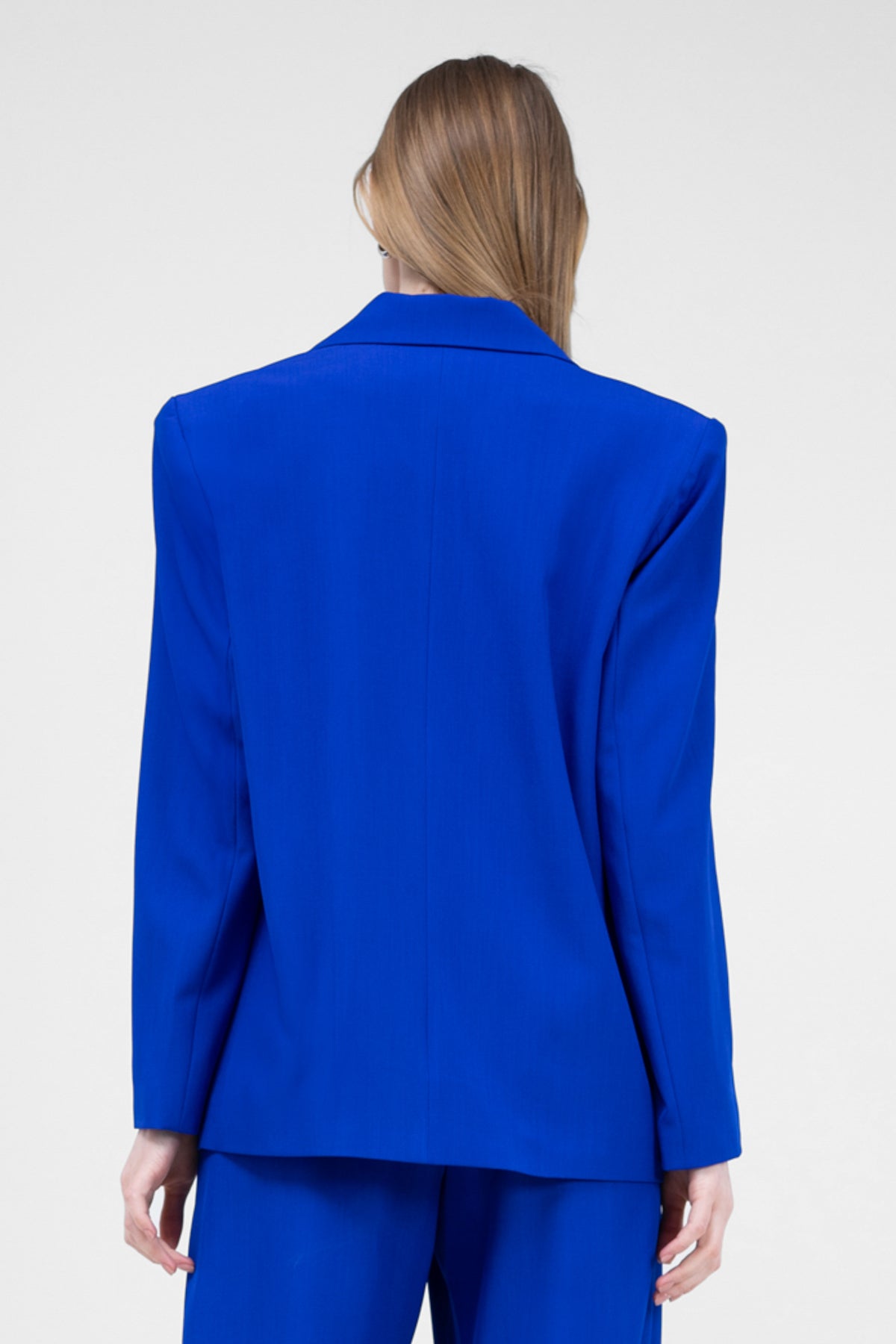 Electric Blue Regular Blazer With Double Pocket