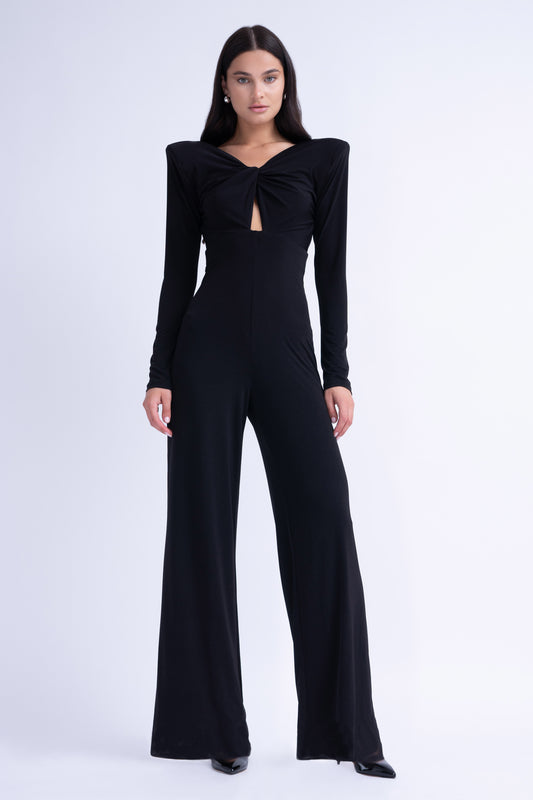 Black Knotted Jumpsuit With Cut-Outs