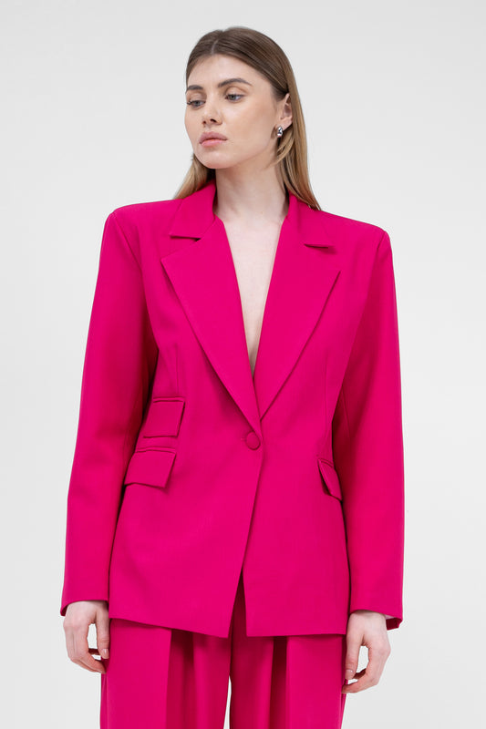 Fuchsia Regular Blazer With Double Pocket