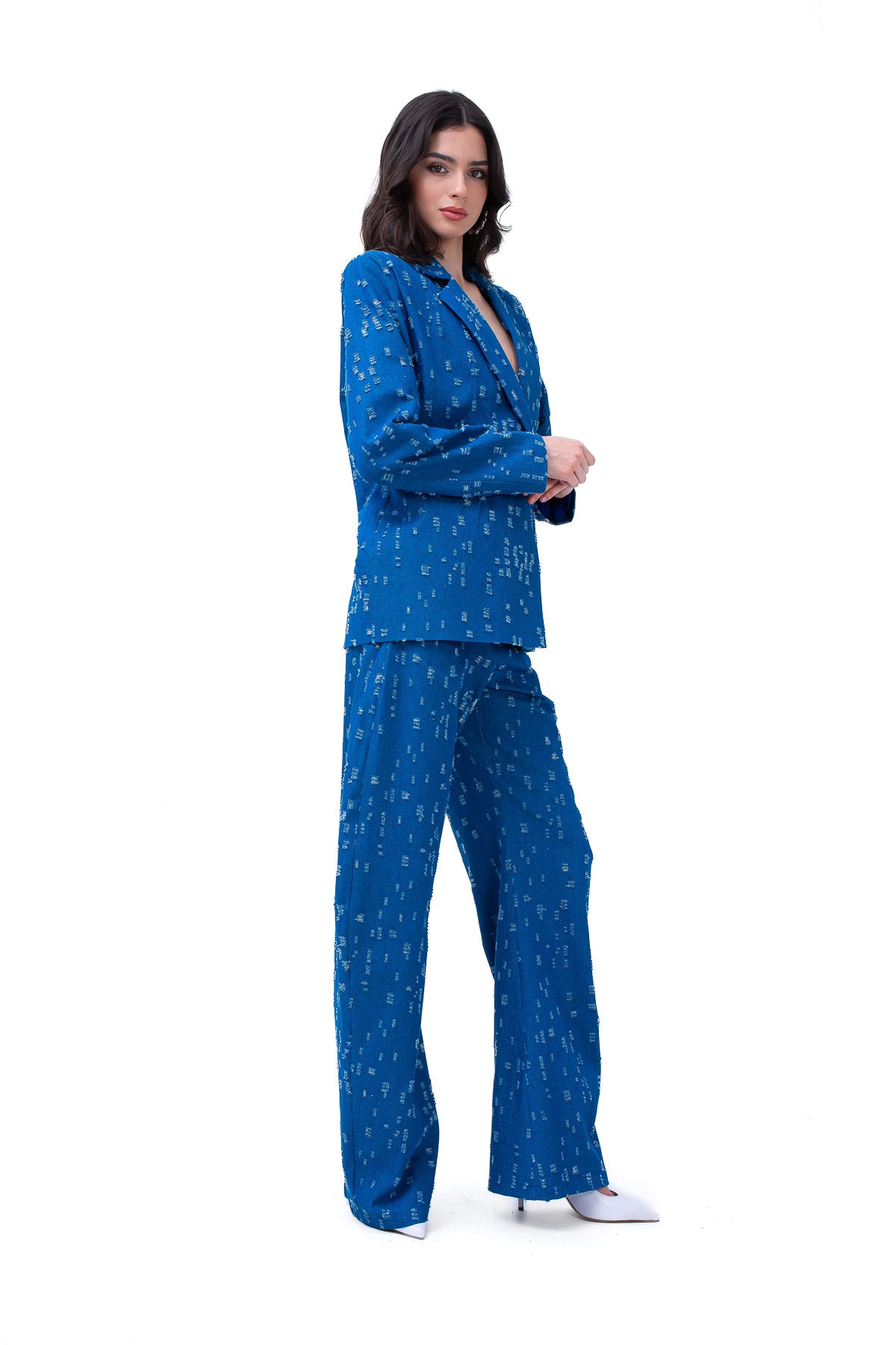 Denim Suit With Oversized Blazer And Balloon Trousers