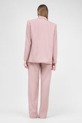 Pastel Pink Suit With Regular Blazer With Double Pocket And Stripe Detail Trousers