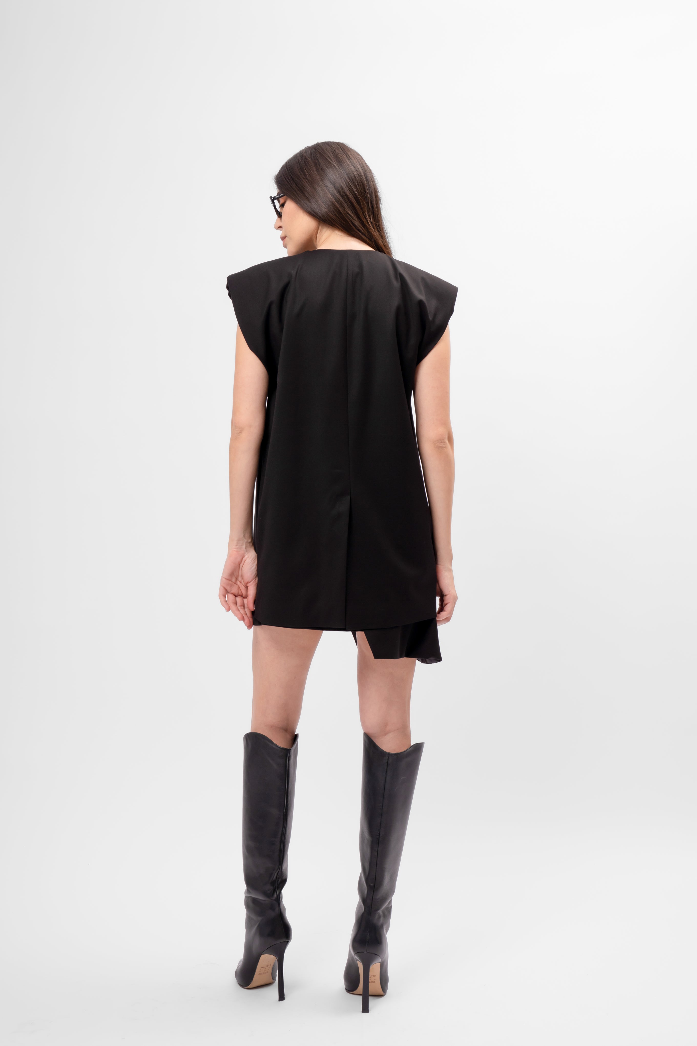 Minimalist Black Set with Vest and Asymmetric Skirt