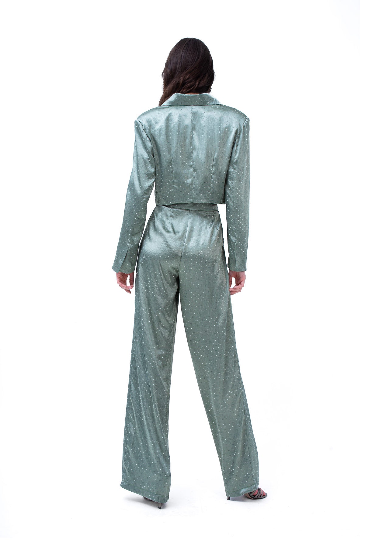 Mint Set With Cropped Blazer And Straight Trousers