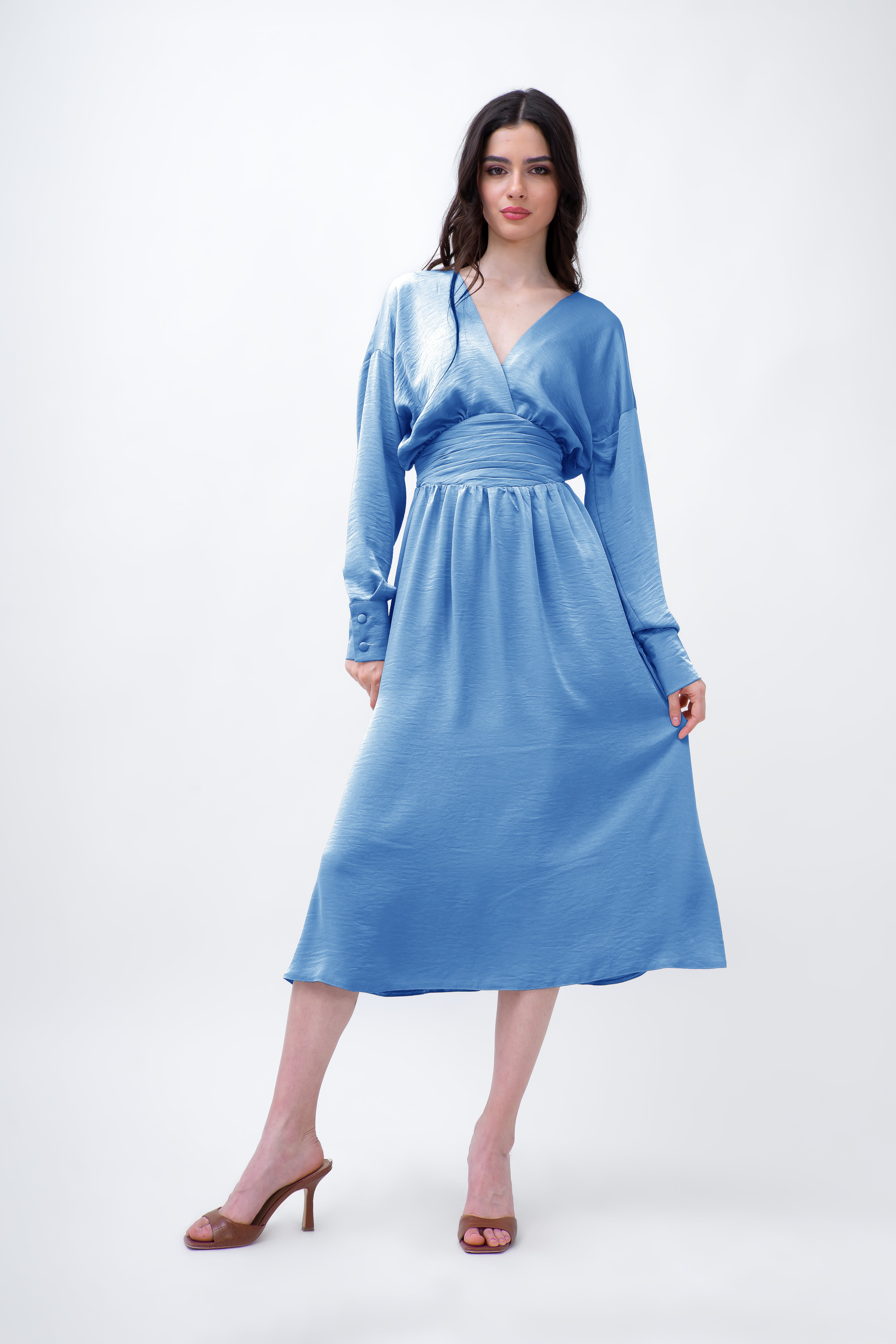 Baby Blue Midi Dress With Corset