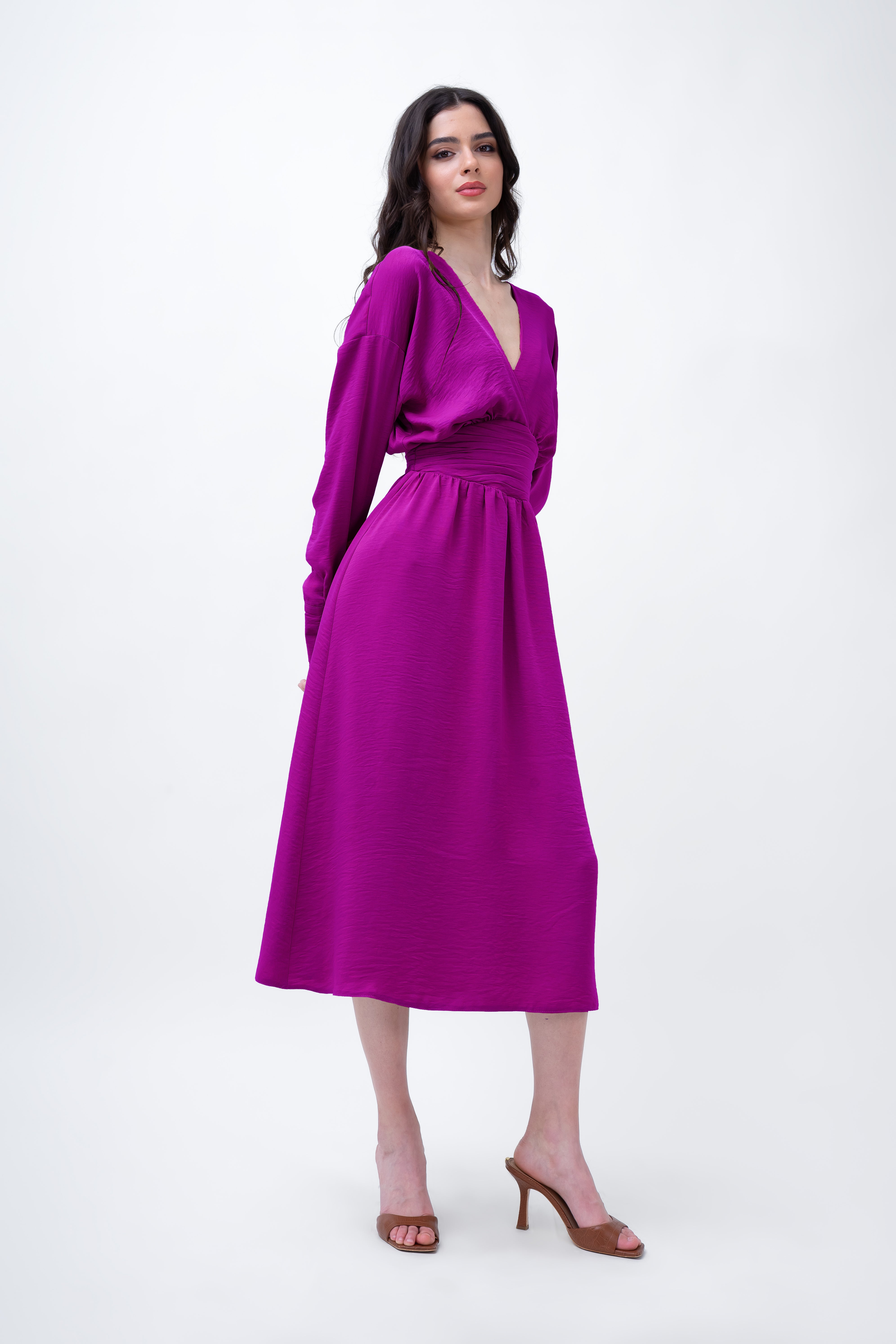 Purple Midi Dress With Corset