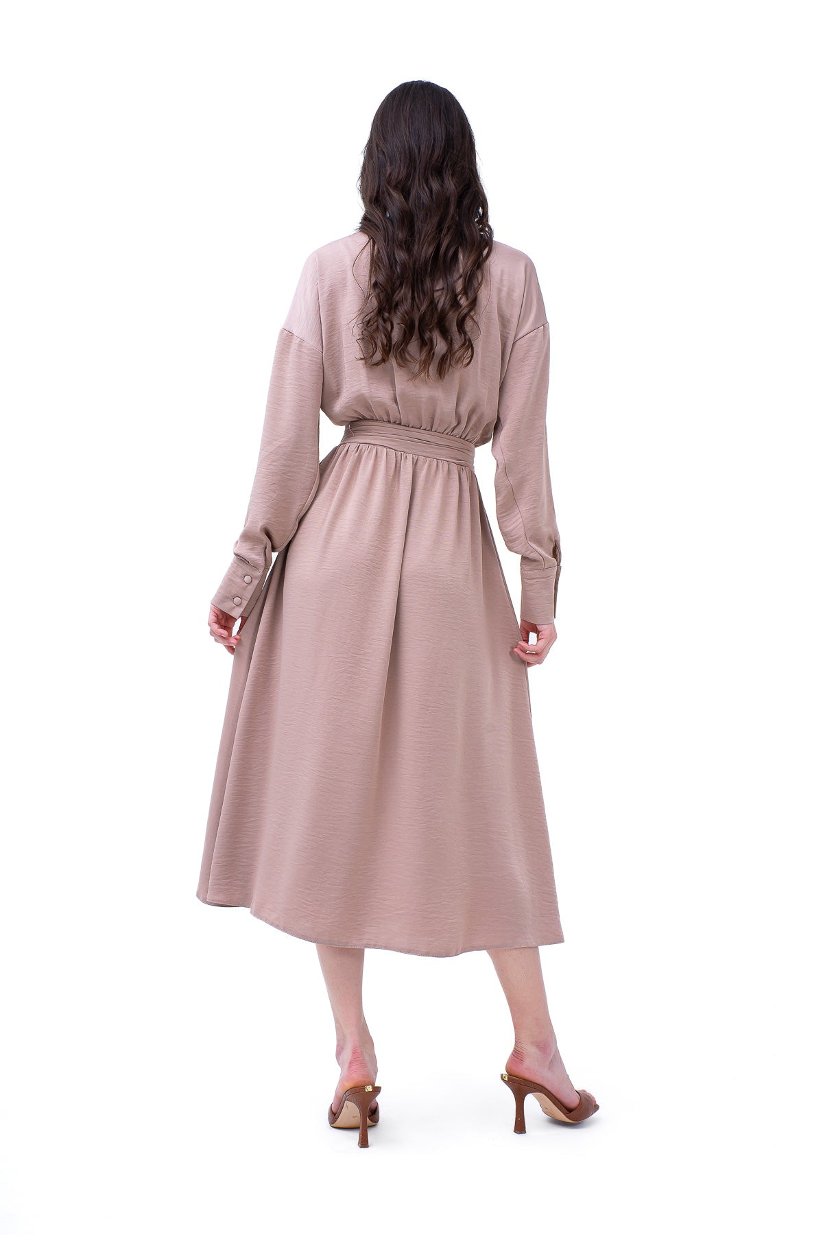 Beige Midi Dress With Corset