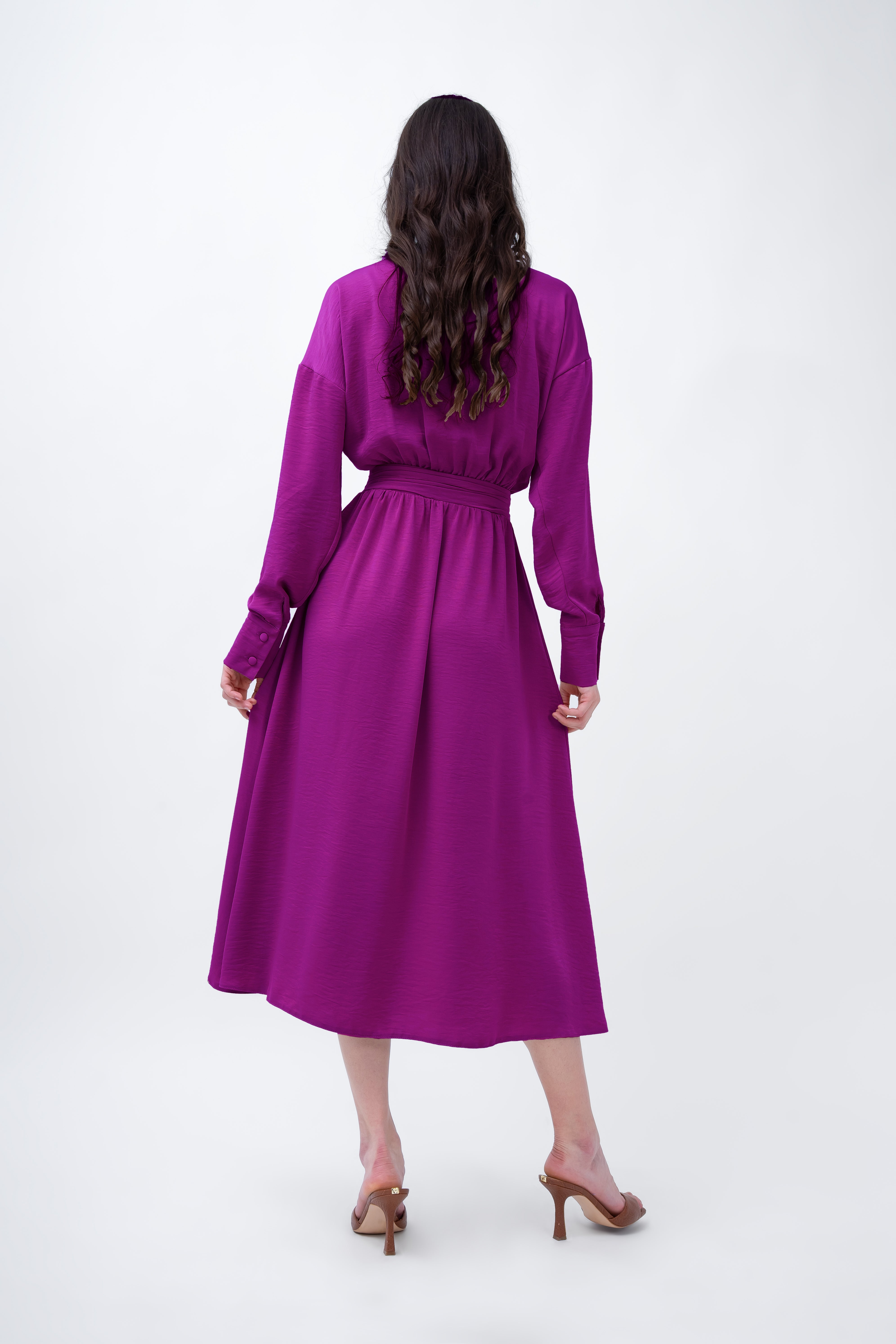 Purple Midi Dress With Corset
