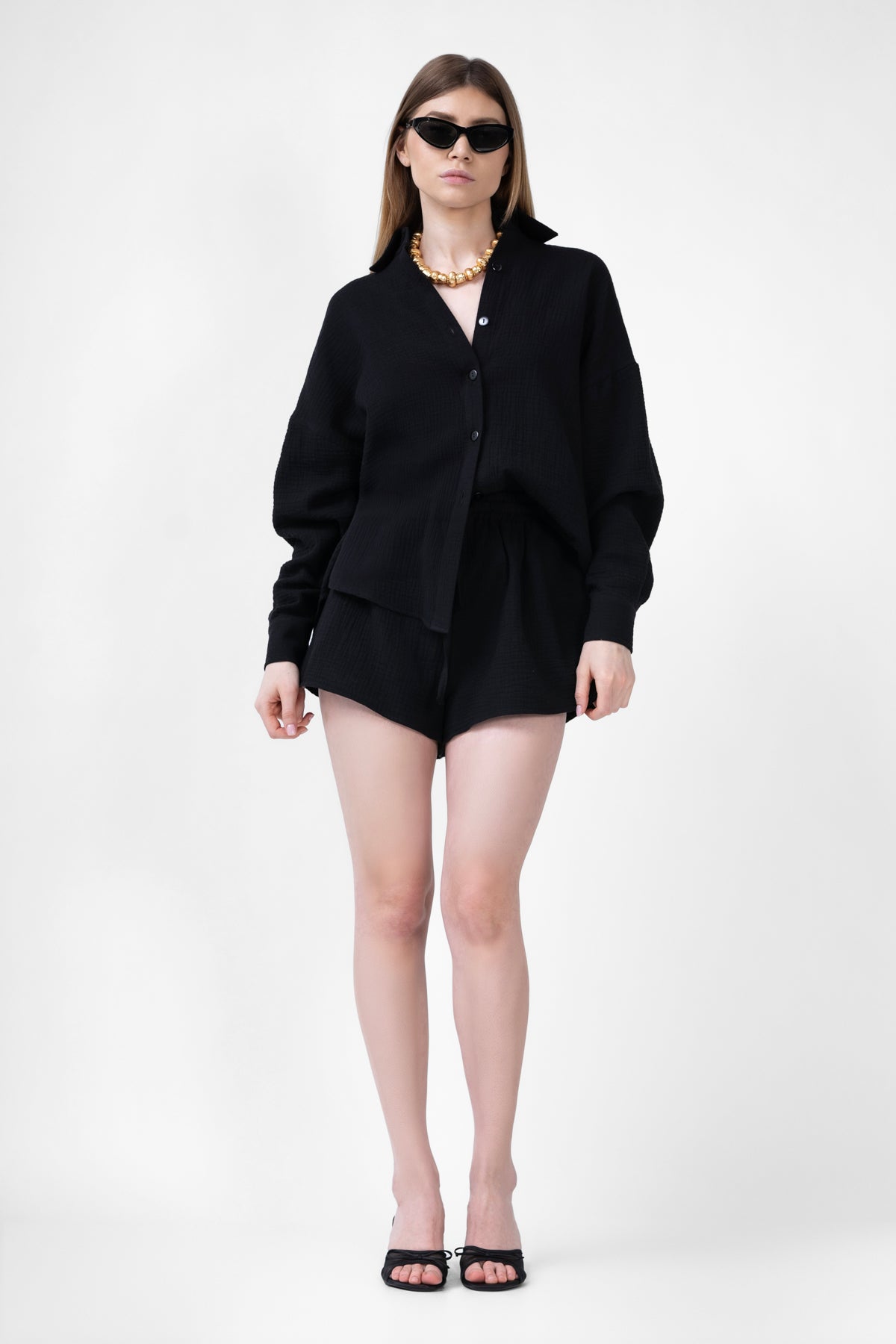 Black Matching Set With Shirt And Short