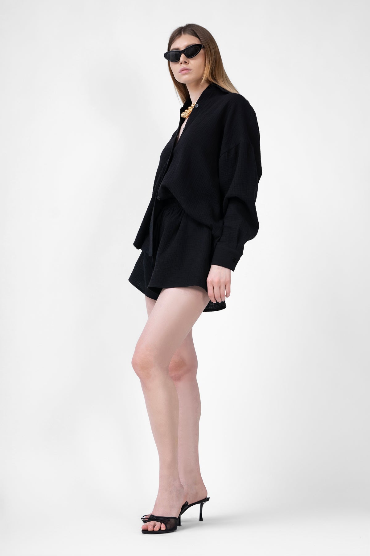 Black Matching Set With Shirt And Short