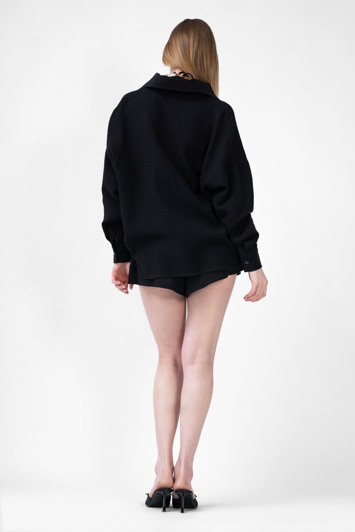 Black Matching Set With Shirt And Short