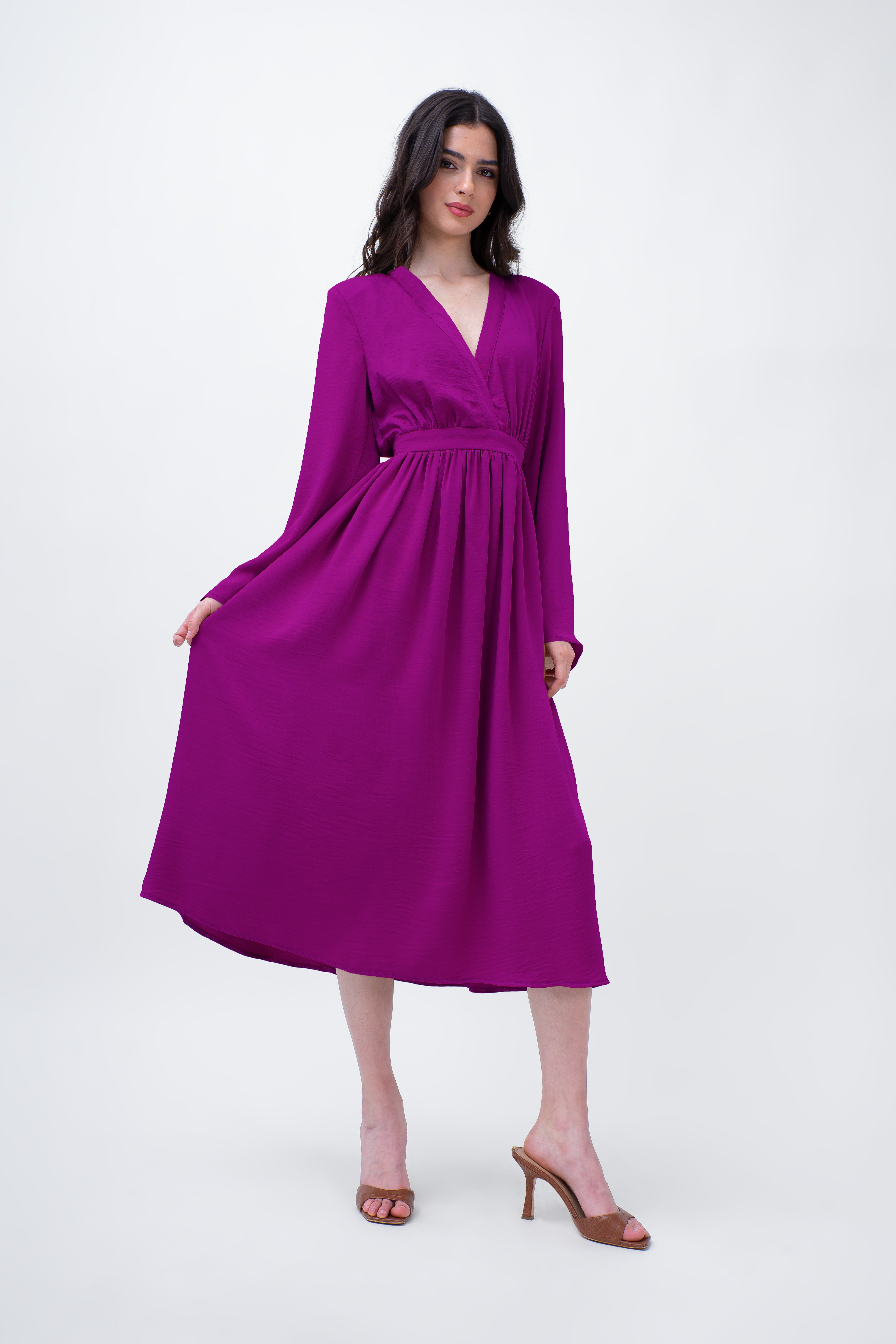 Purple Midi Dress With Corset