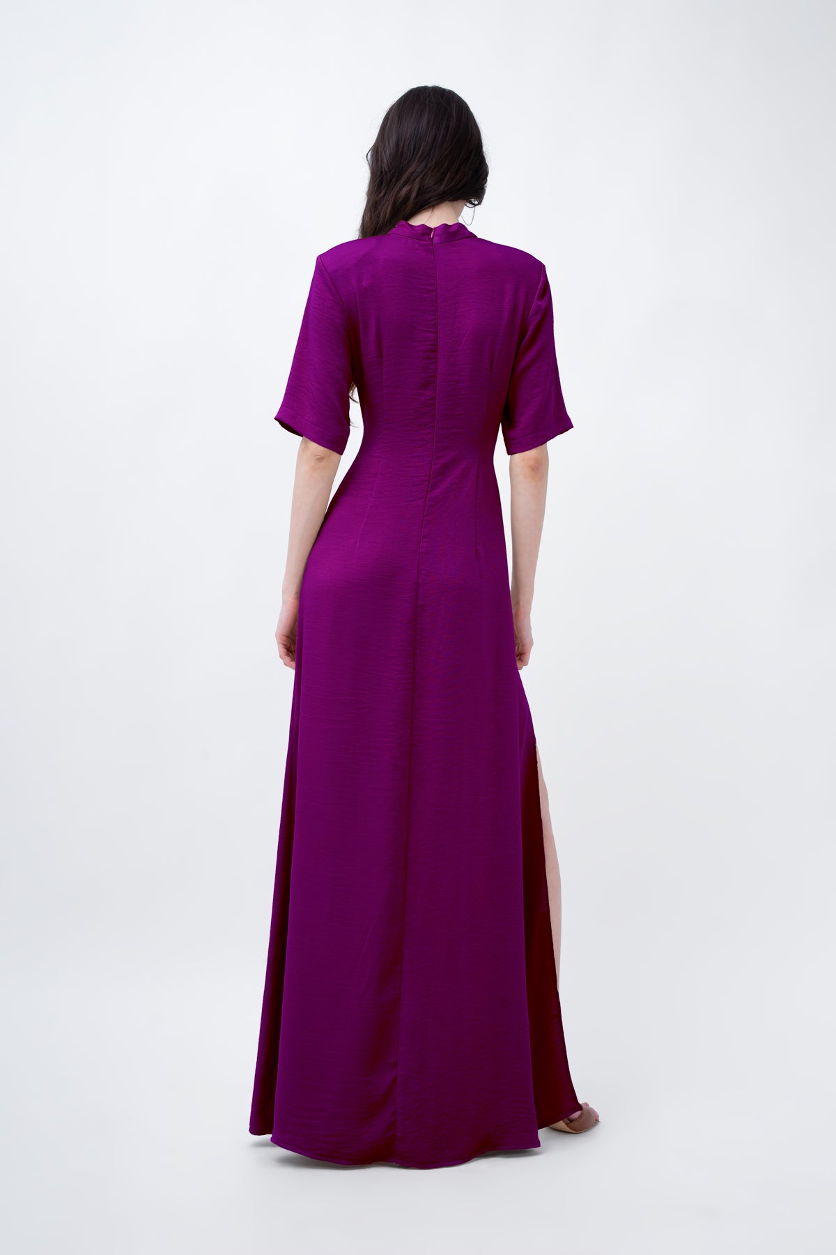 Purple Maxi Dress With Cut-Out And Slit