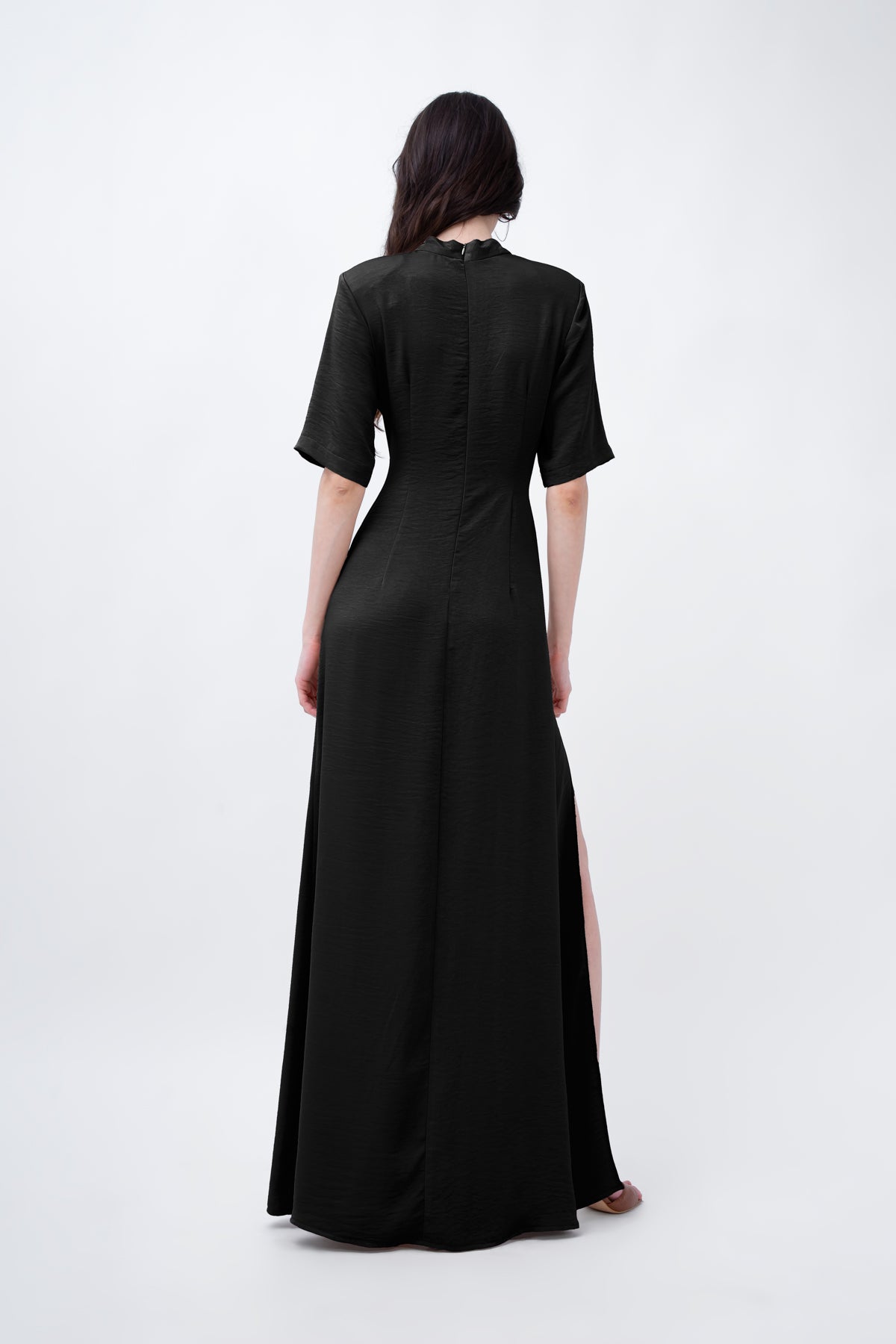 Black Maxi Dress With Cut-Out And Slit