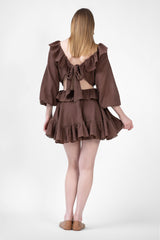 Brown Mini Dress With Ruffles