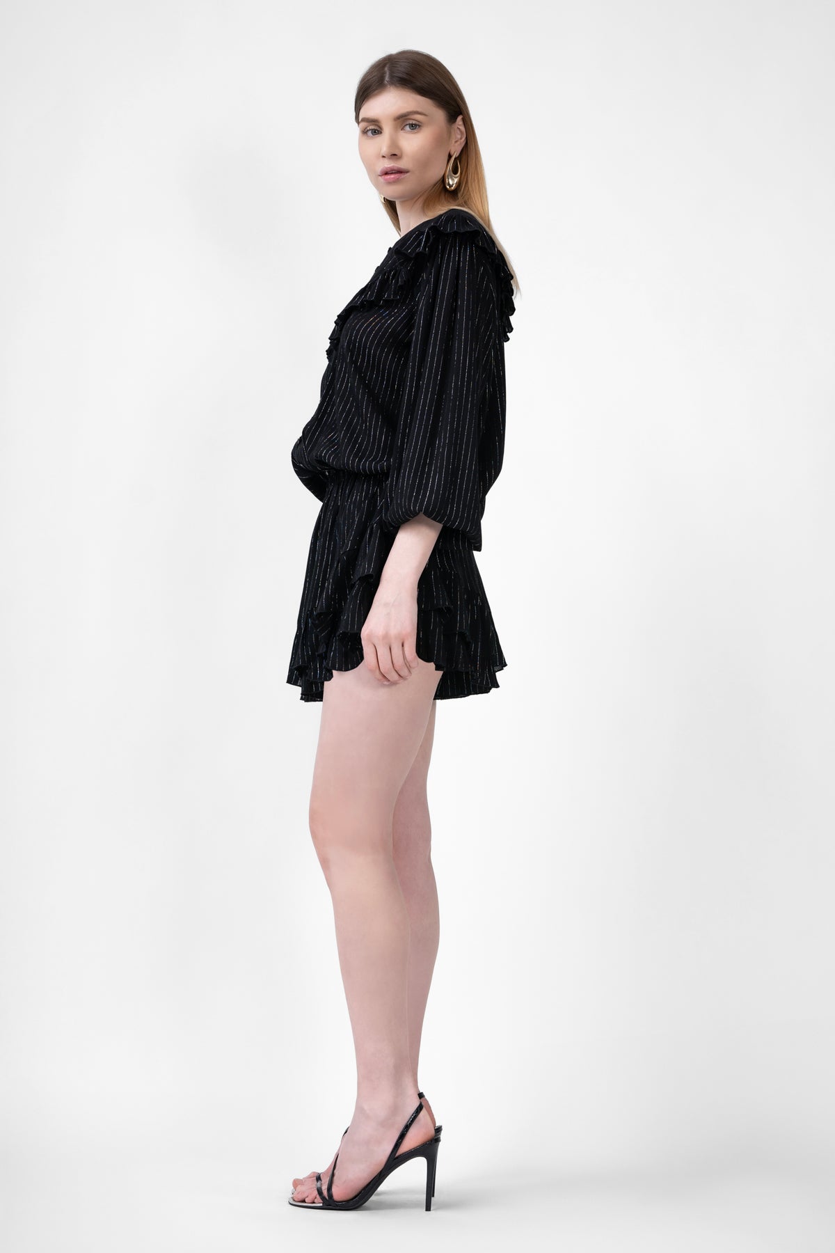 Set negru cu bluza si fusta pantalon 