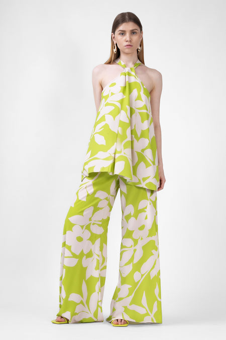 Green Matching Set With Top And Wide Leg Trousers