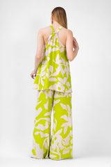 Green Matching Set With Top And Wide Leg Trousers