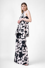 Abstract Printed Matching Set With Top And Wide Leg Trousers