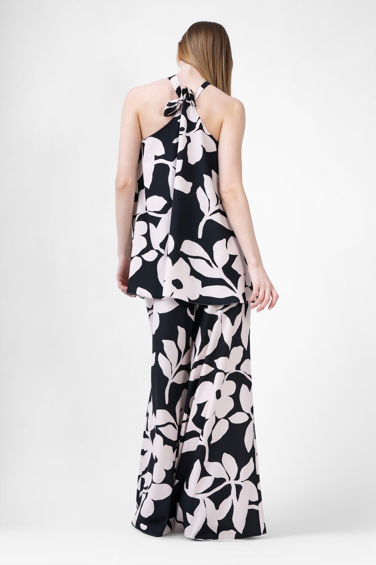 Abstract Printed Matching Set With Top And Wide Leg Trousers