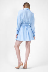 Baby Blue Mini Dress With Button And Corset