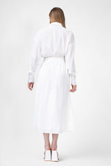 White Midi Dress With Button And Corset