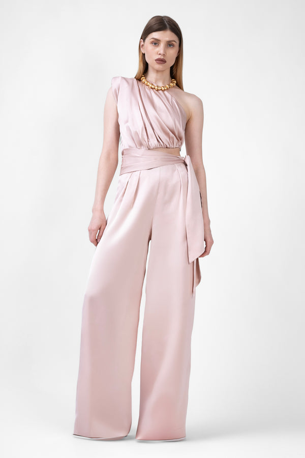 Powder Pink Maxi Jumpsuit With Scarves