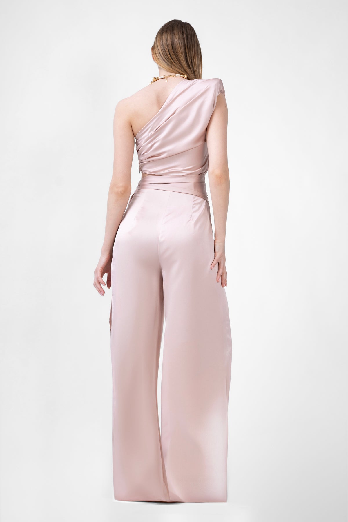 Powder Pink Maxi Jumpsuit With Scarves