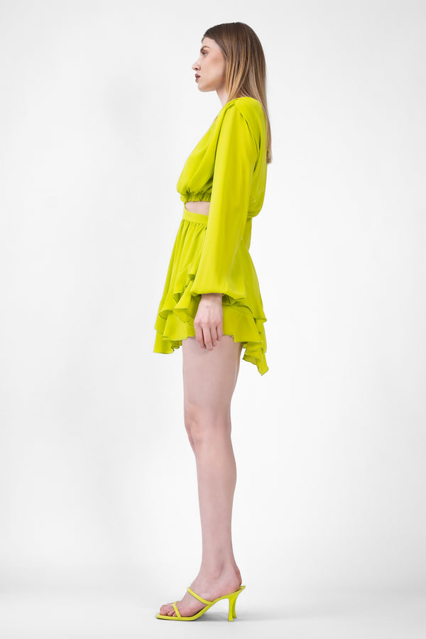 Lime Mini Jumpsuit With Cut-out