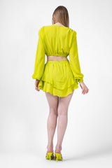 Lime Mini Jumpsuit With Cut-out