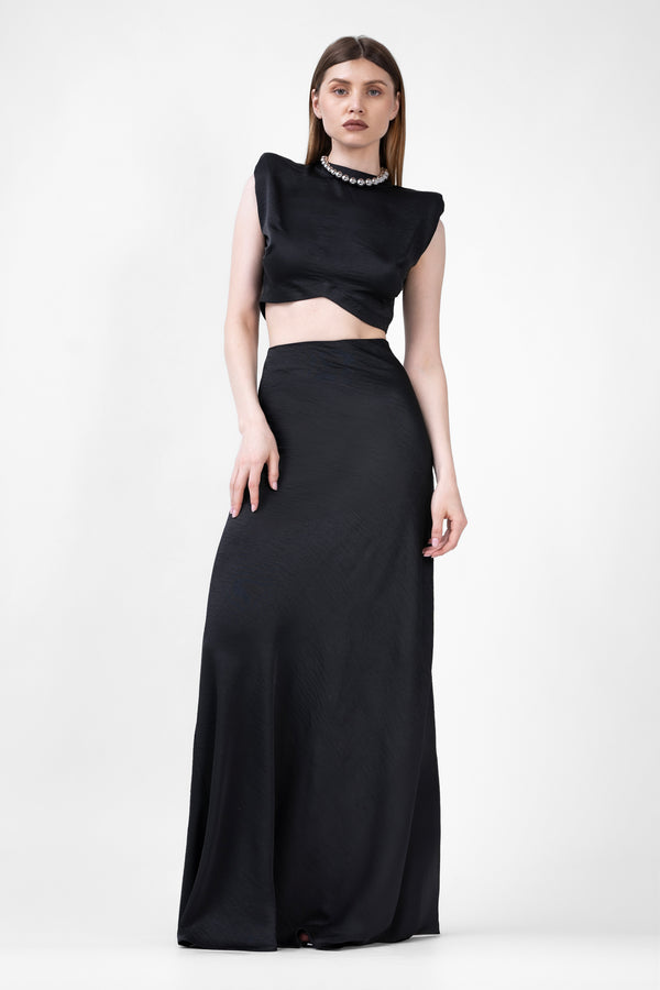 Black Set With Top And Maxi Skirt