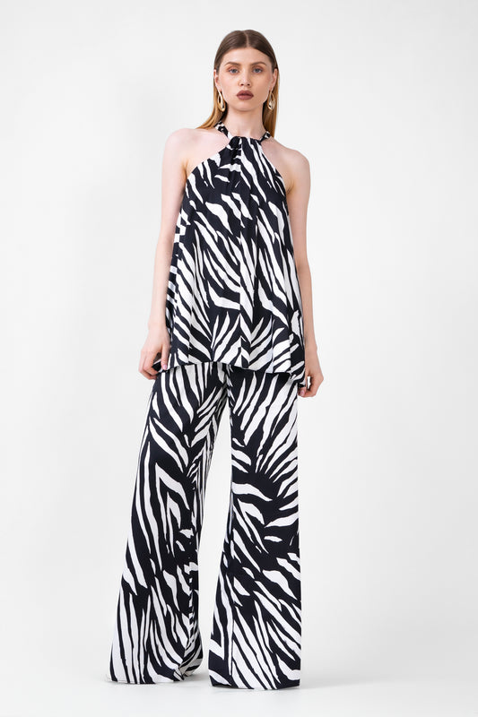 Zebraprint bijpassende set met top en wijde broek