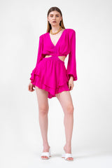 Neon Pink Mini Jumpsuit with Cut-Out