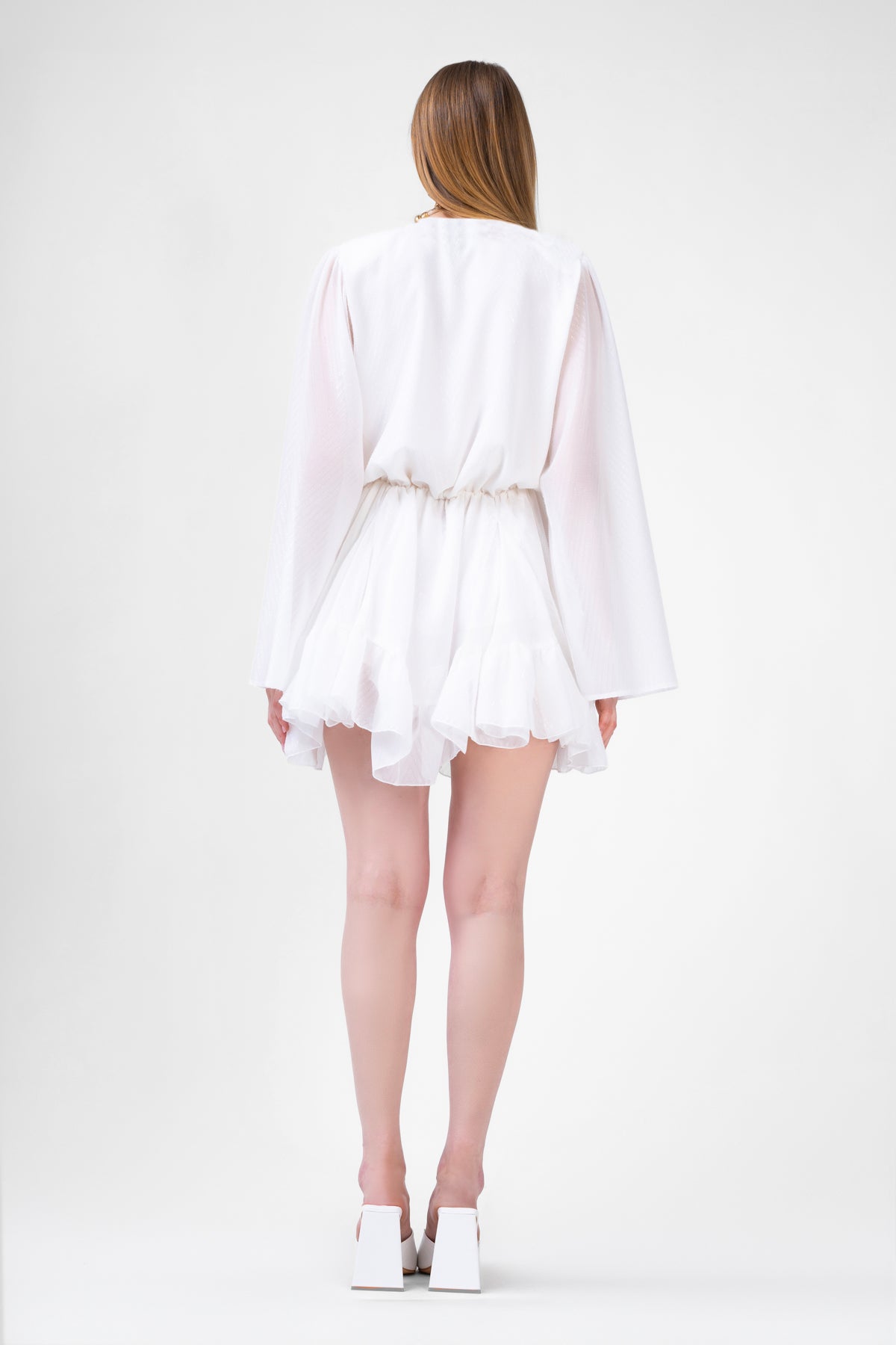 Rochie mini alba cu insertii