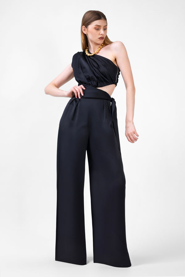 Black Maxi Jumpsuit With Scarves