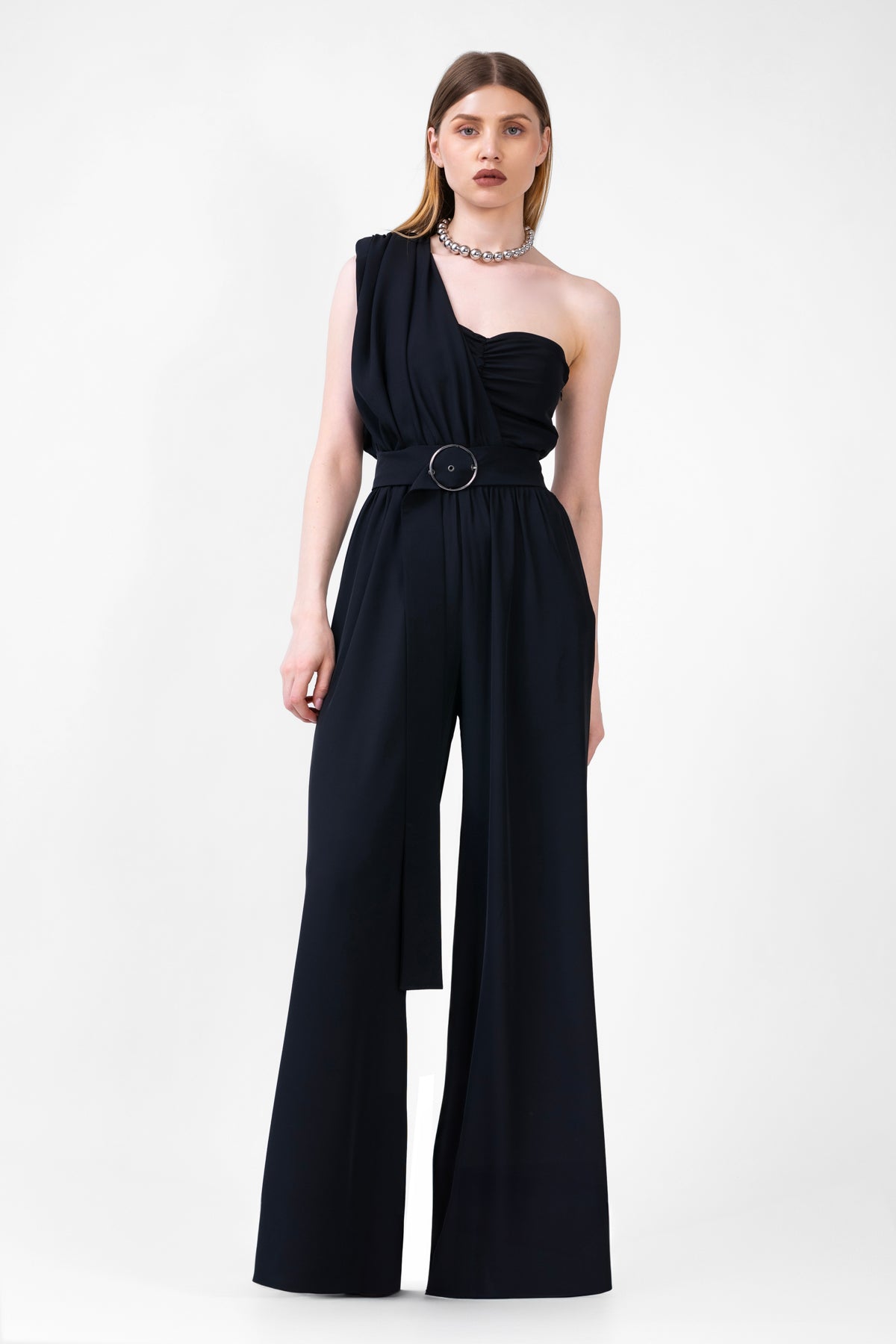 Black Maxi Jumpsuit With Belt