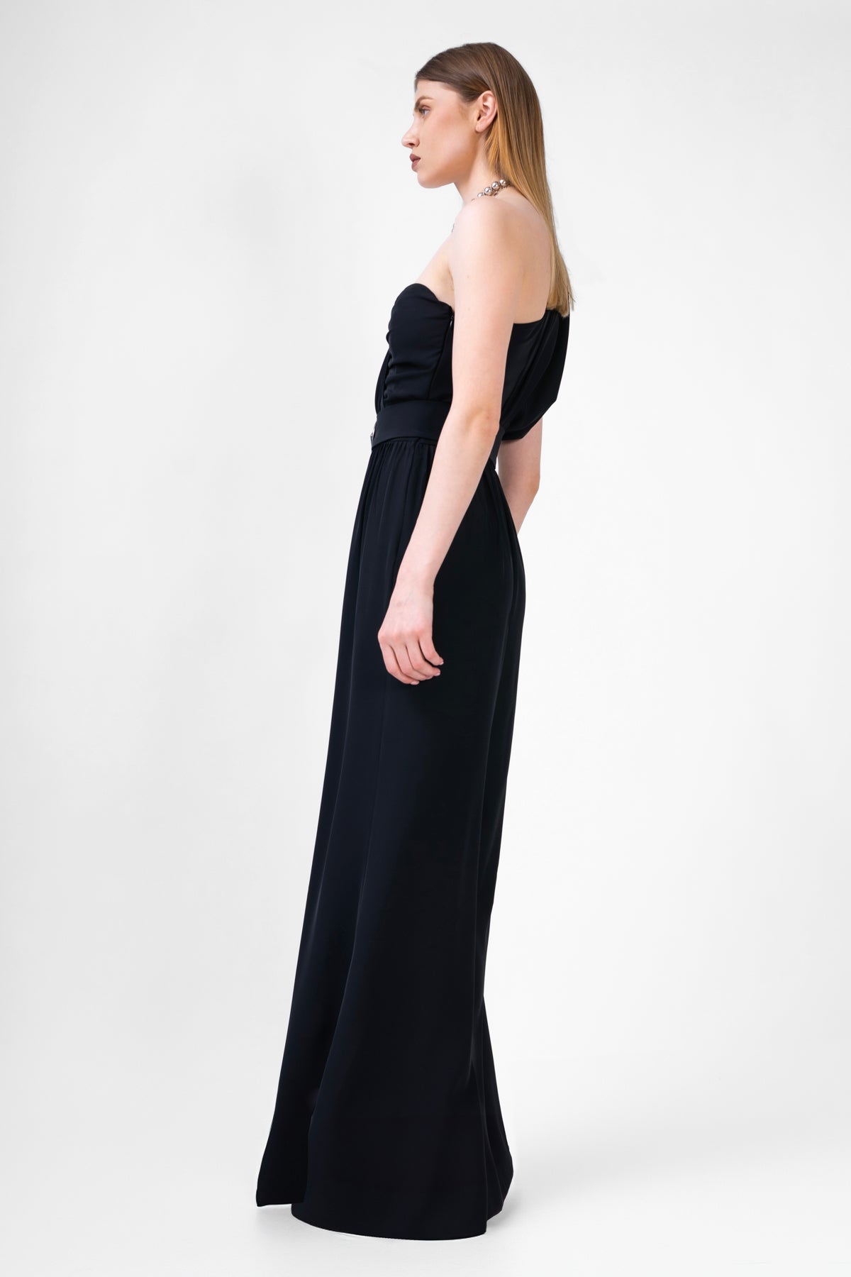 Black Maxi Jumpsuit With Belt
