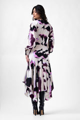 Purple Printed Midi Dress