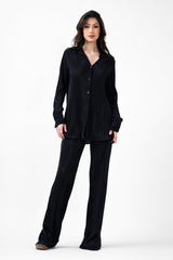 Black Set With Blouse And Straight Trousers