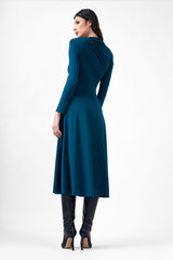 Blue Midi Dress With Cut-Out And Draping