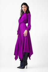 Purple Midi Dress With Scarf