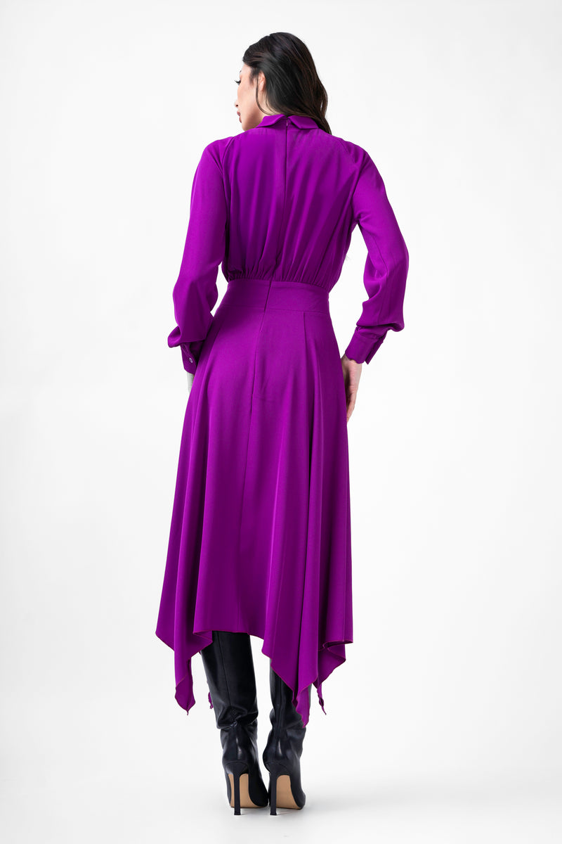 Purple Midi Dress With Scarf