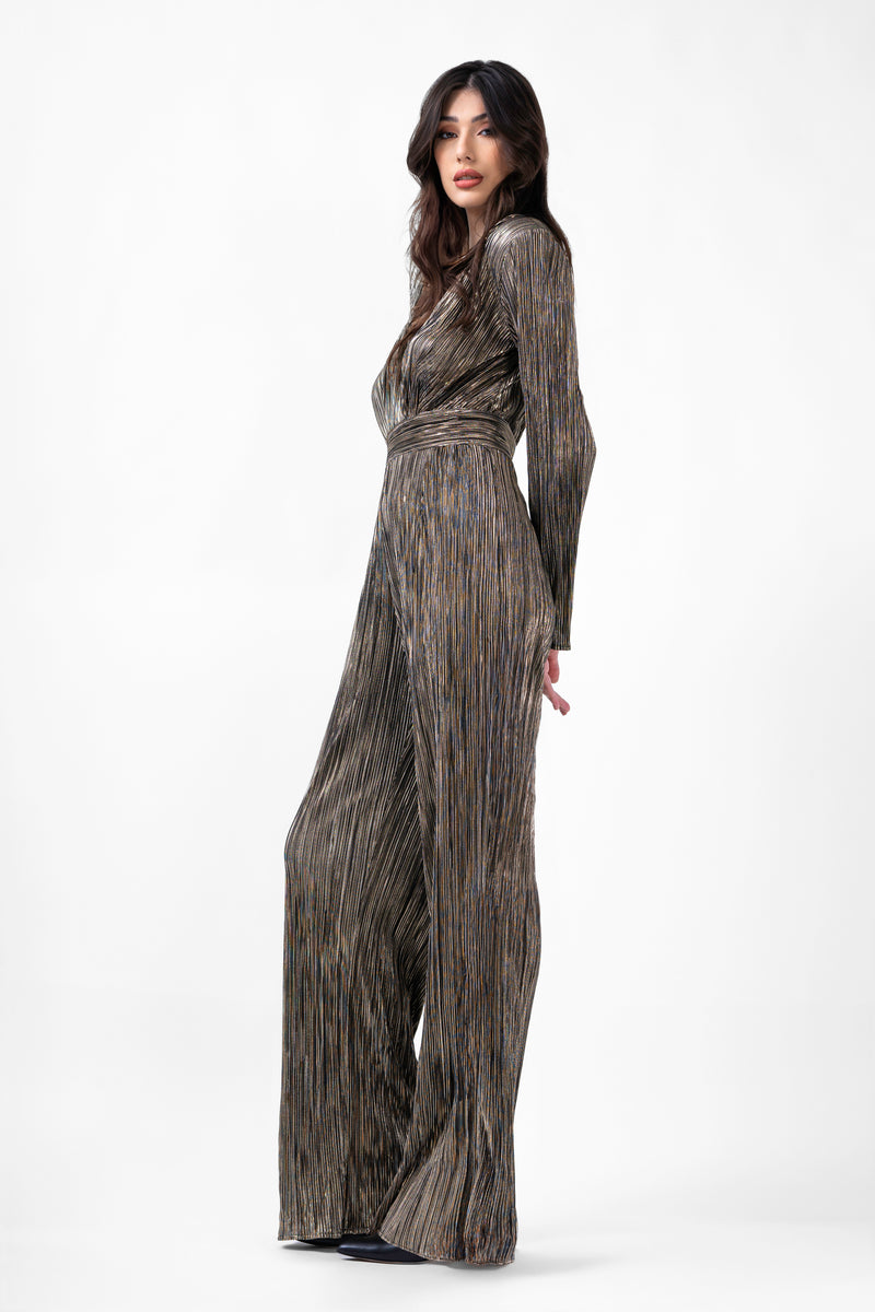 Brown Maxi Jumpsuit With Inserts