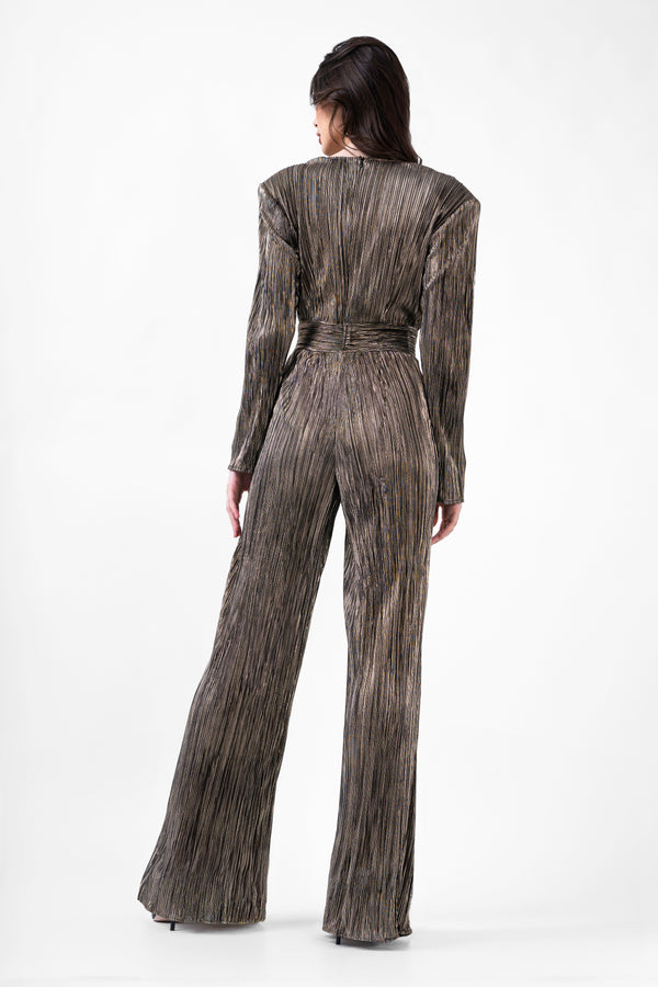 Brown Maxi Jumpsuit With Inserts