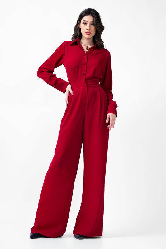 Red Straight Jumpsuit