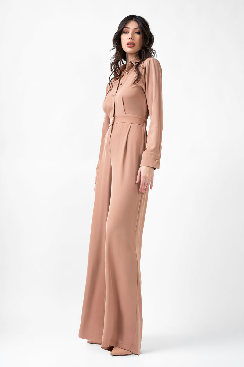 Beige Straight Jumpsuit