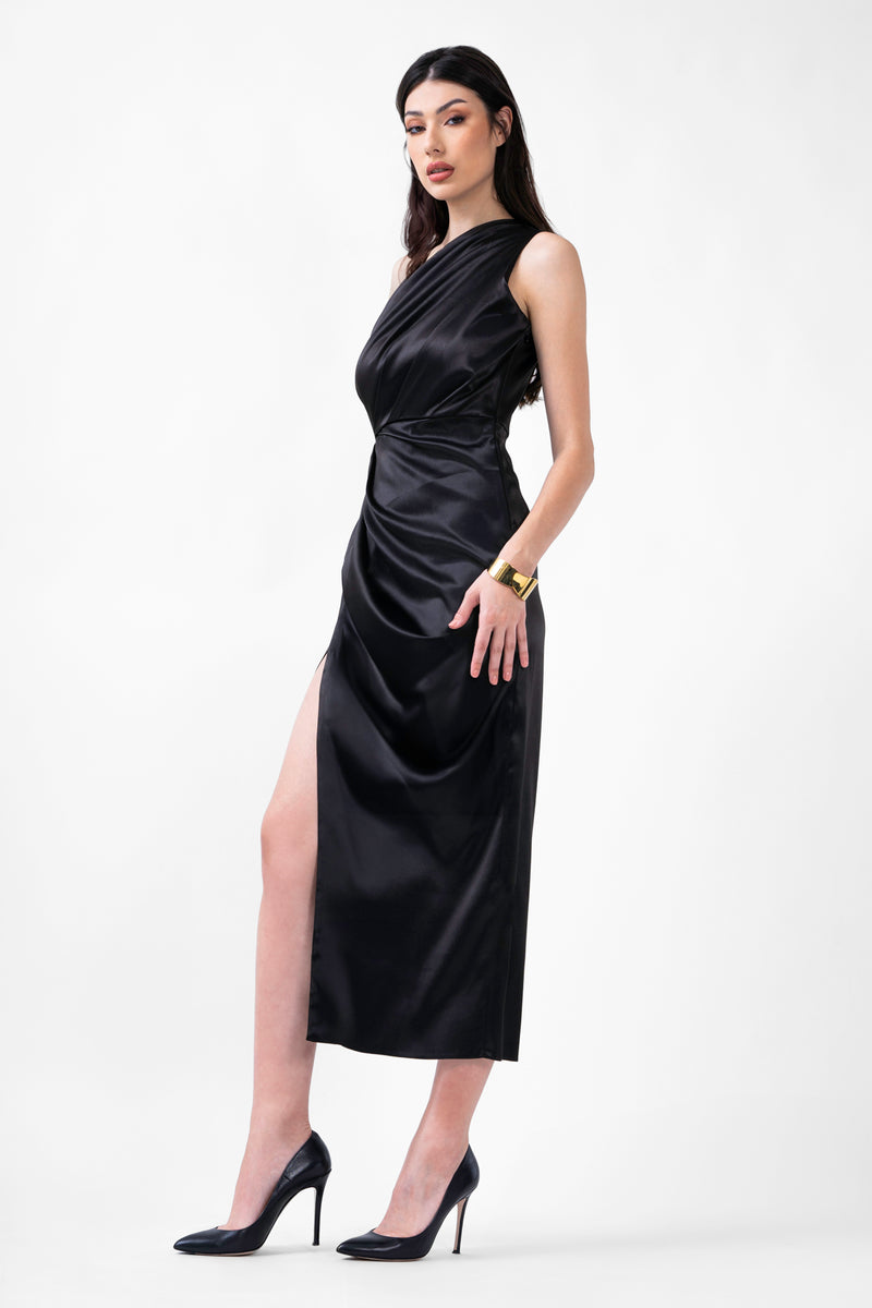 Black Midi Dress With Slit