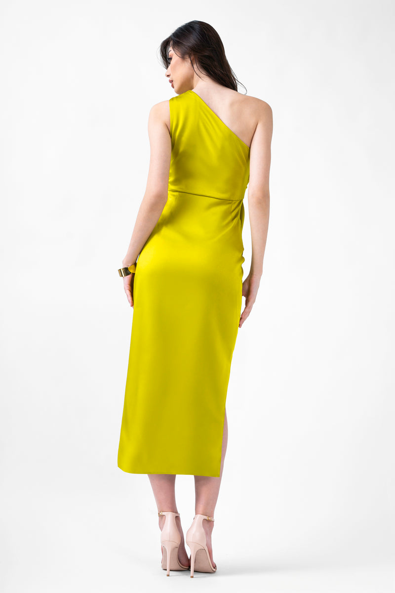 Lime Midi Dress With Slit