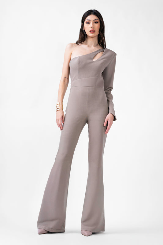 Beige Jumpsuit With Cut-Out